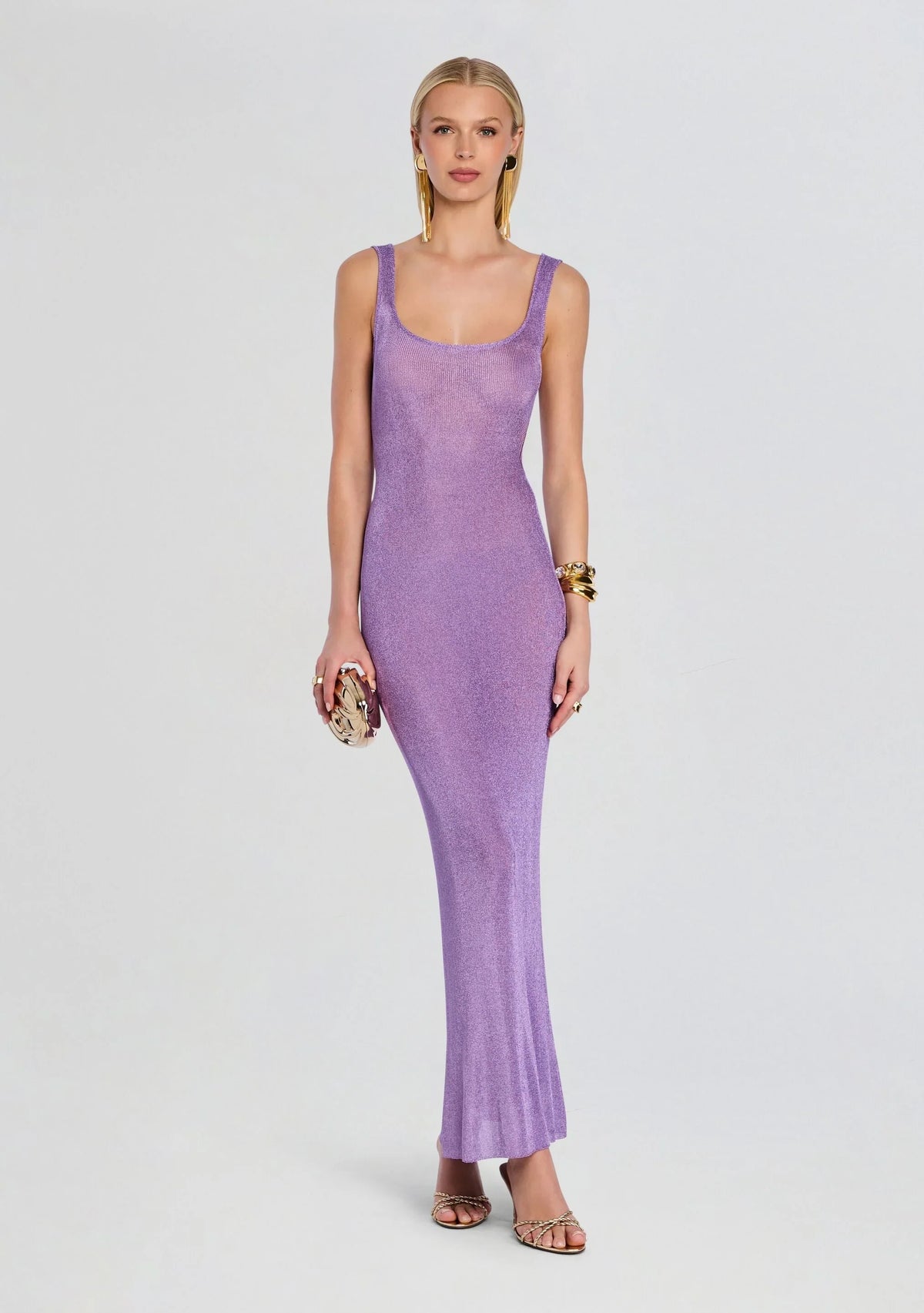 Robe longue en maille métallisée Martina