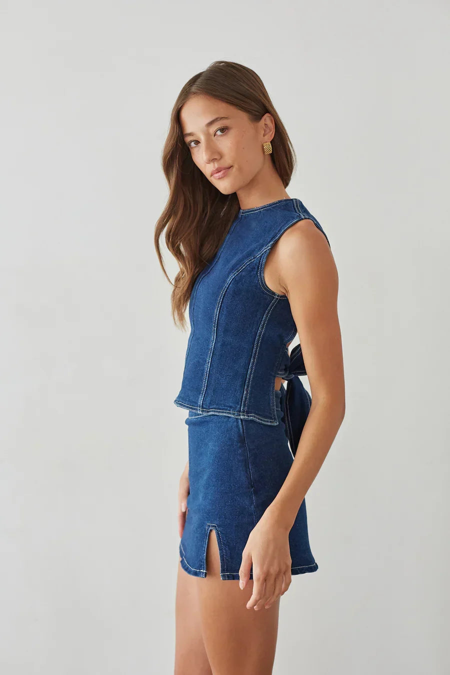 Haut dos ouvert en jean Maggie