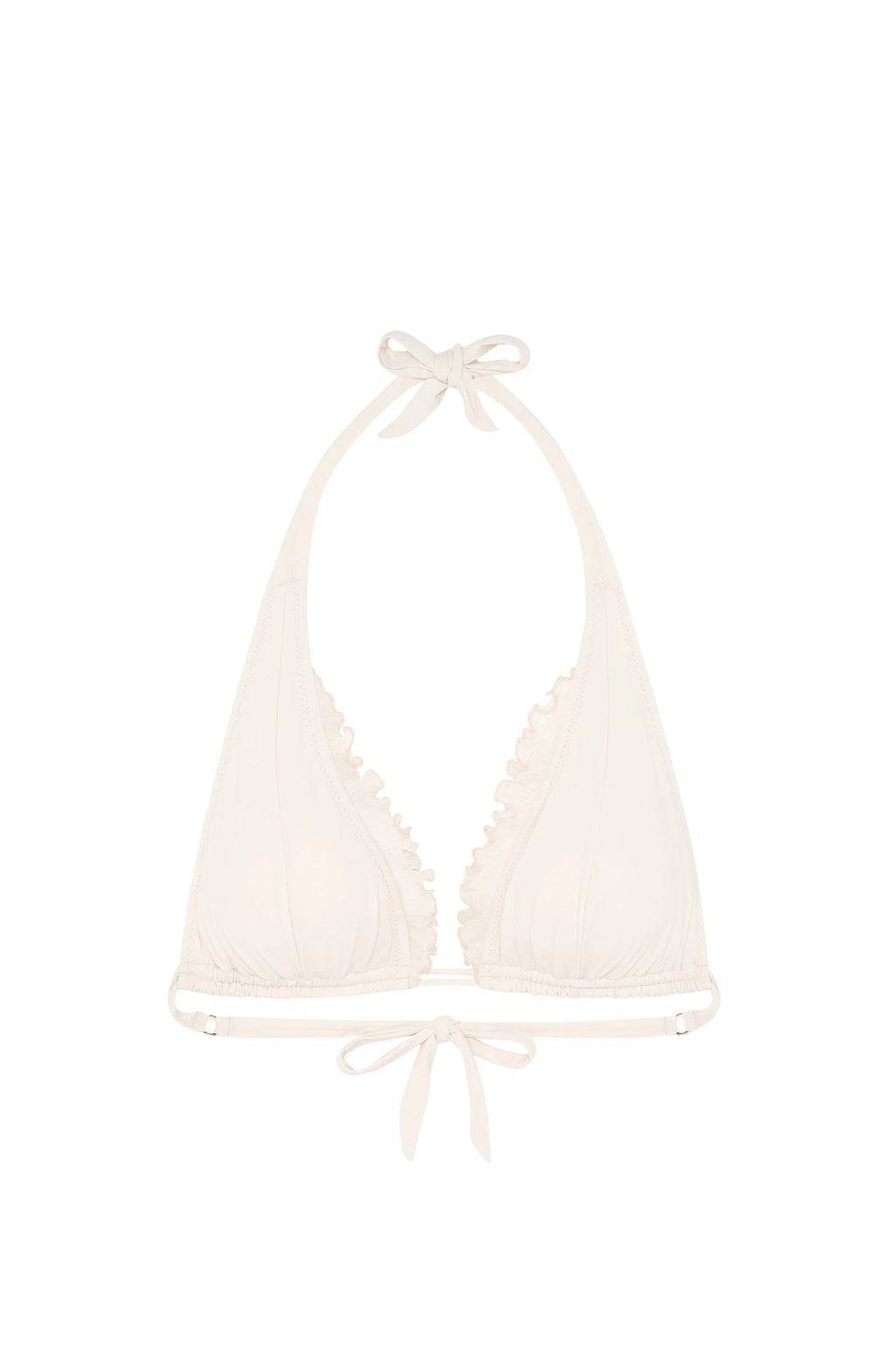 Haut de bikini triangle blanc avec volants maelys