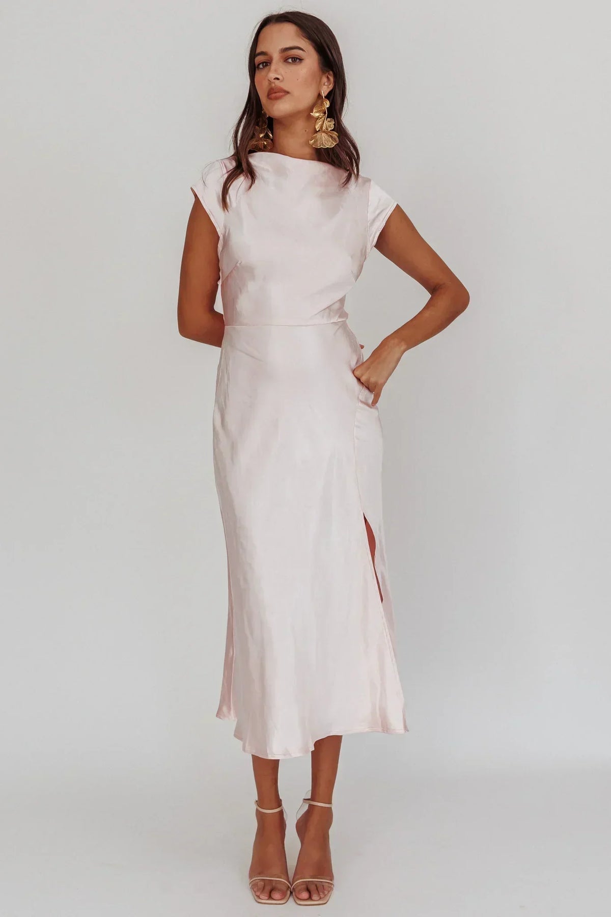 Robe midi Lucinda croisée dans le dos Blush