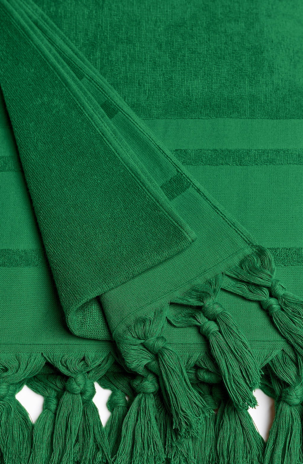 zaina Embroidered olive green terry fouta towel