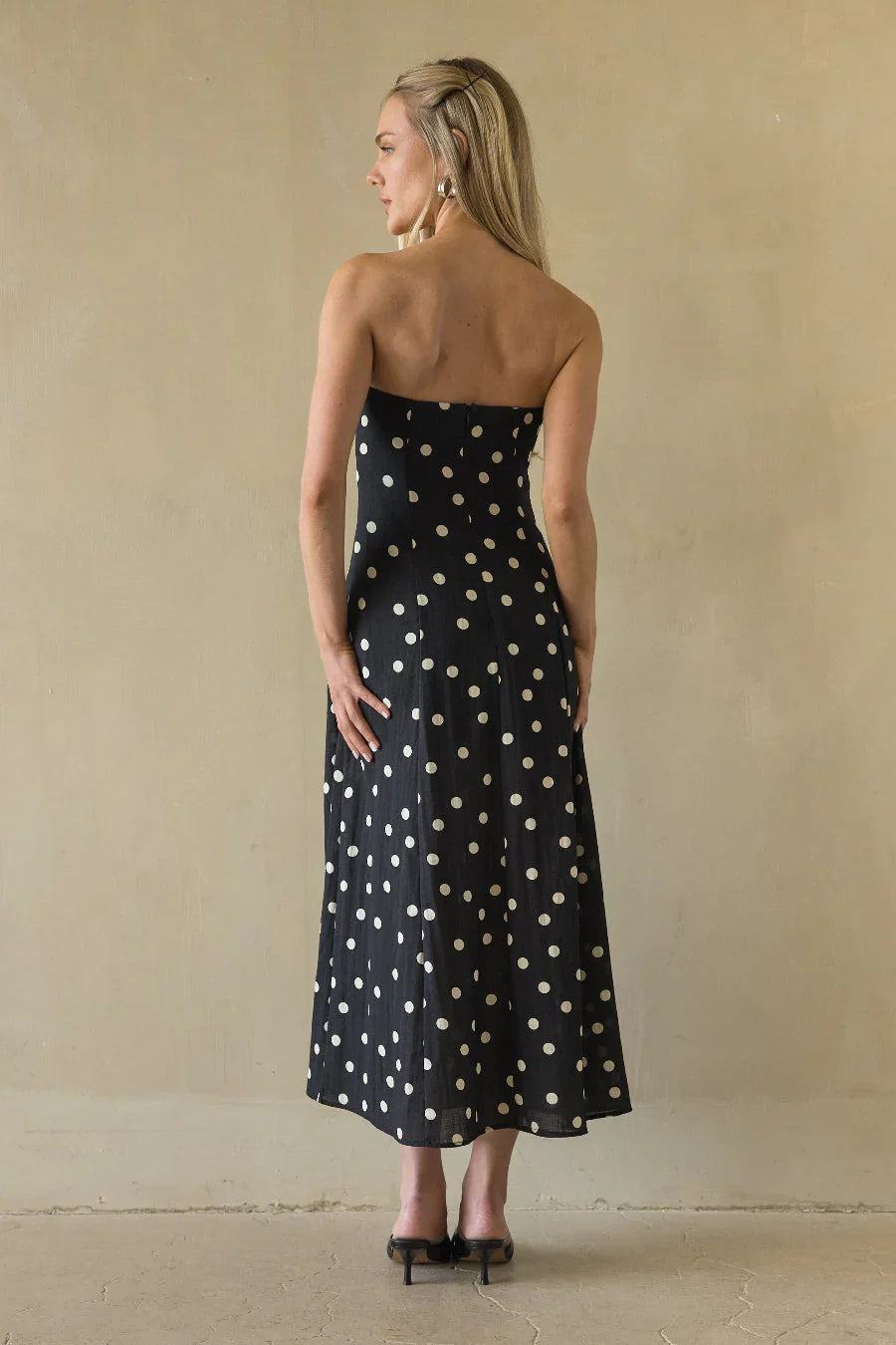 Robe mi-longue en lin à pois Jenae