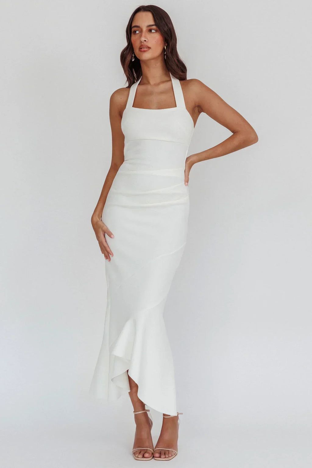 Robe midi dos nu "Fire Of Stars" blanche