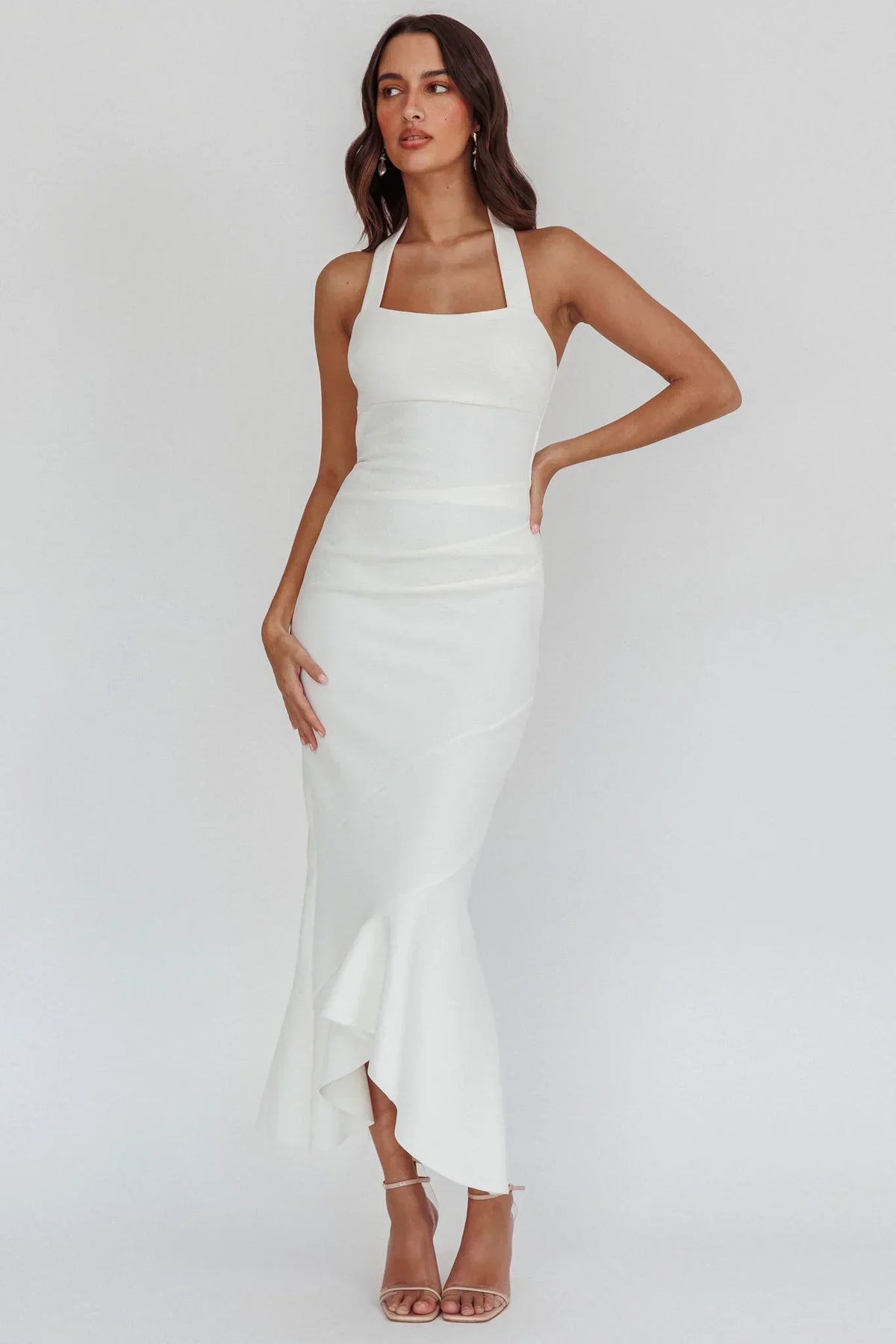 Robe midi dos nu "Fire Of Stars" blanche