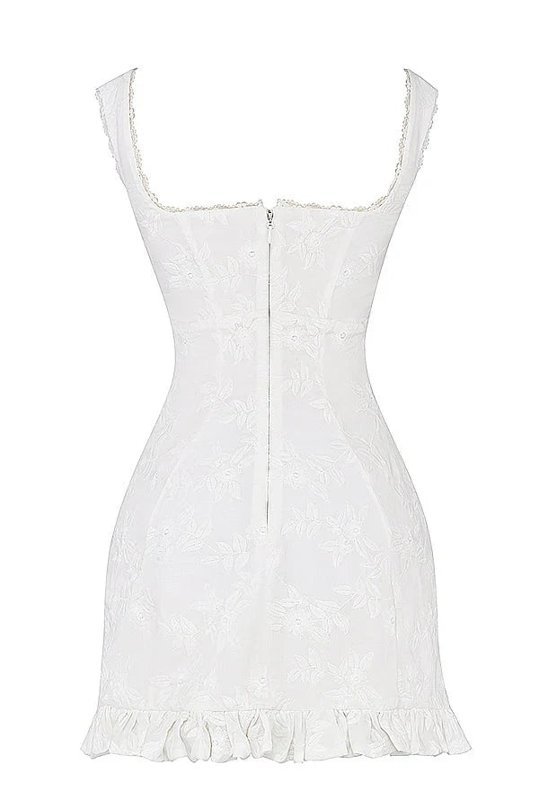 white embroidered mini dress