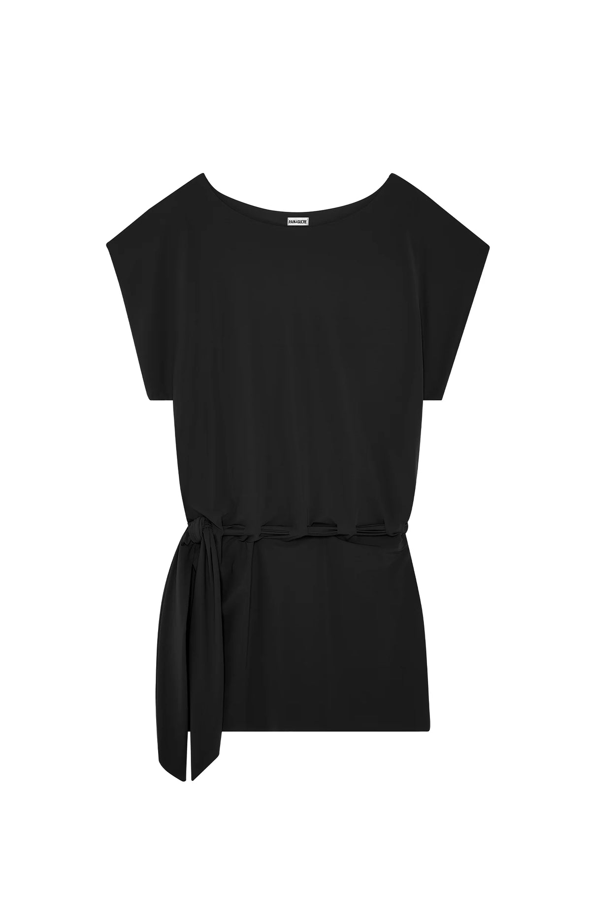 thao Tunique ample en voile stretch, noire et courte