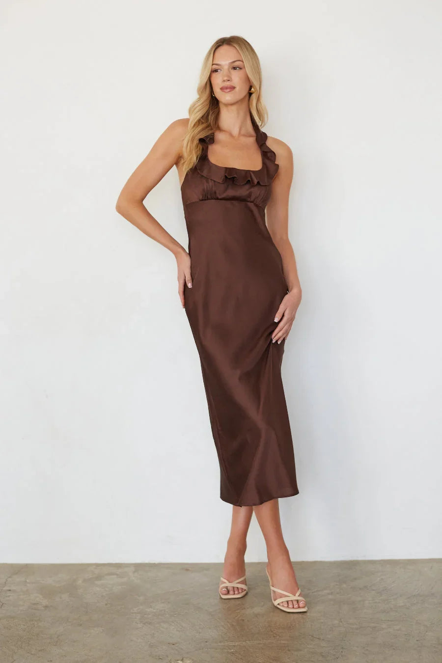 Mika Ruffle Halter Midi Dress