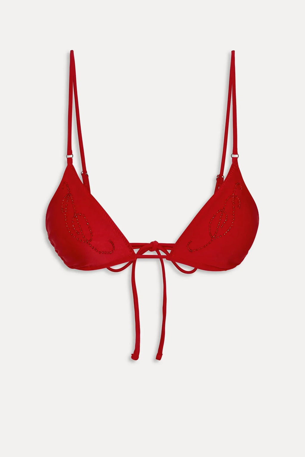 x JENNIE Elena Beaded Bikini Top - Classic Red