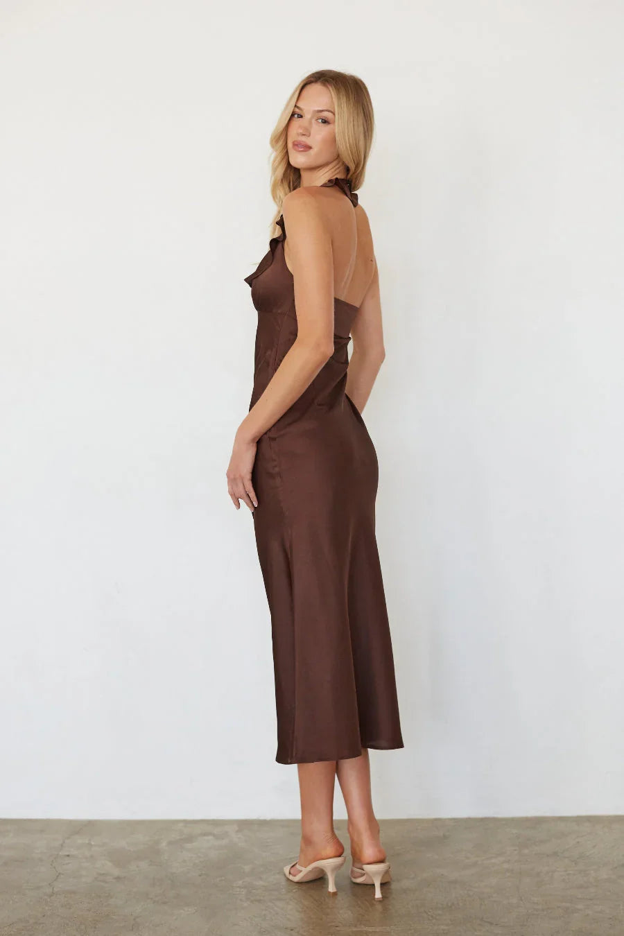 Mika Ruffle Halter Midi Dress