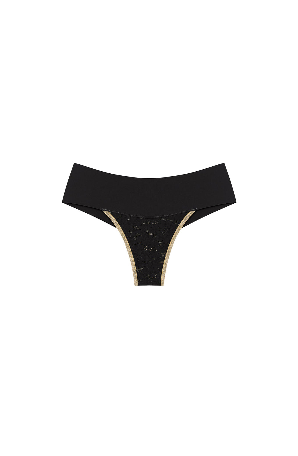 Bas de bikini tanga noir à ceinture large taous