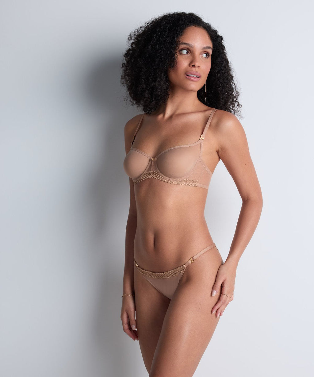Culotte taille basse Sheer Emotion sable