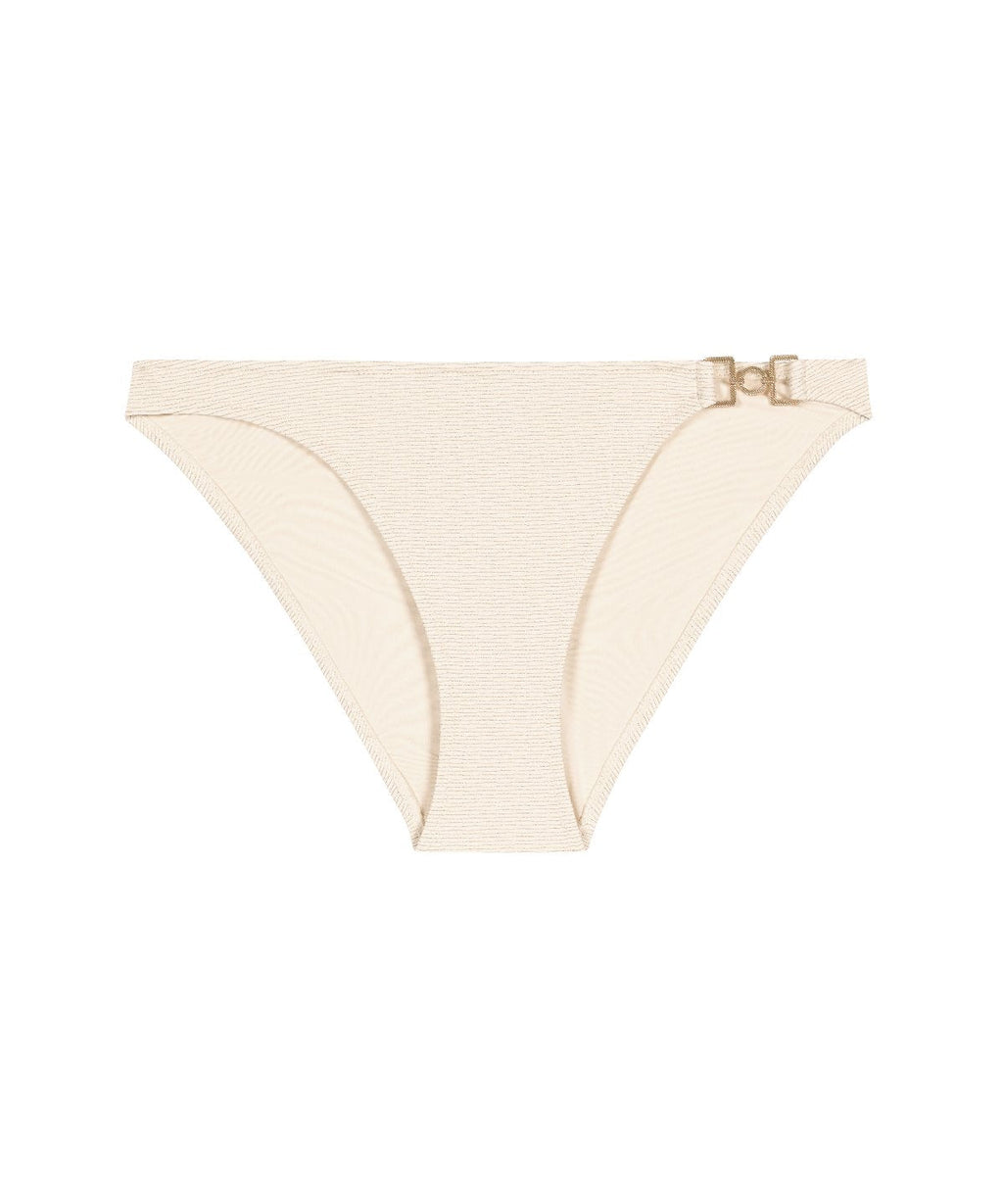 Shimmering Waters Brazilian Bikini Bottom Golden White