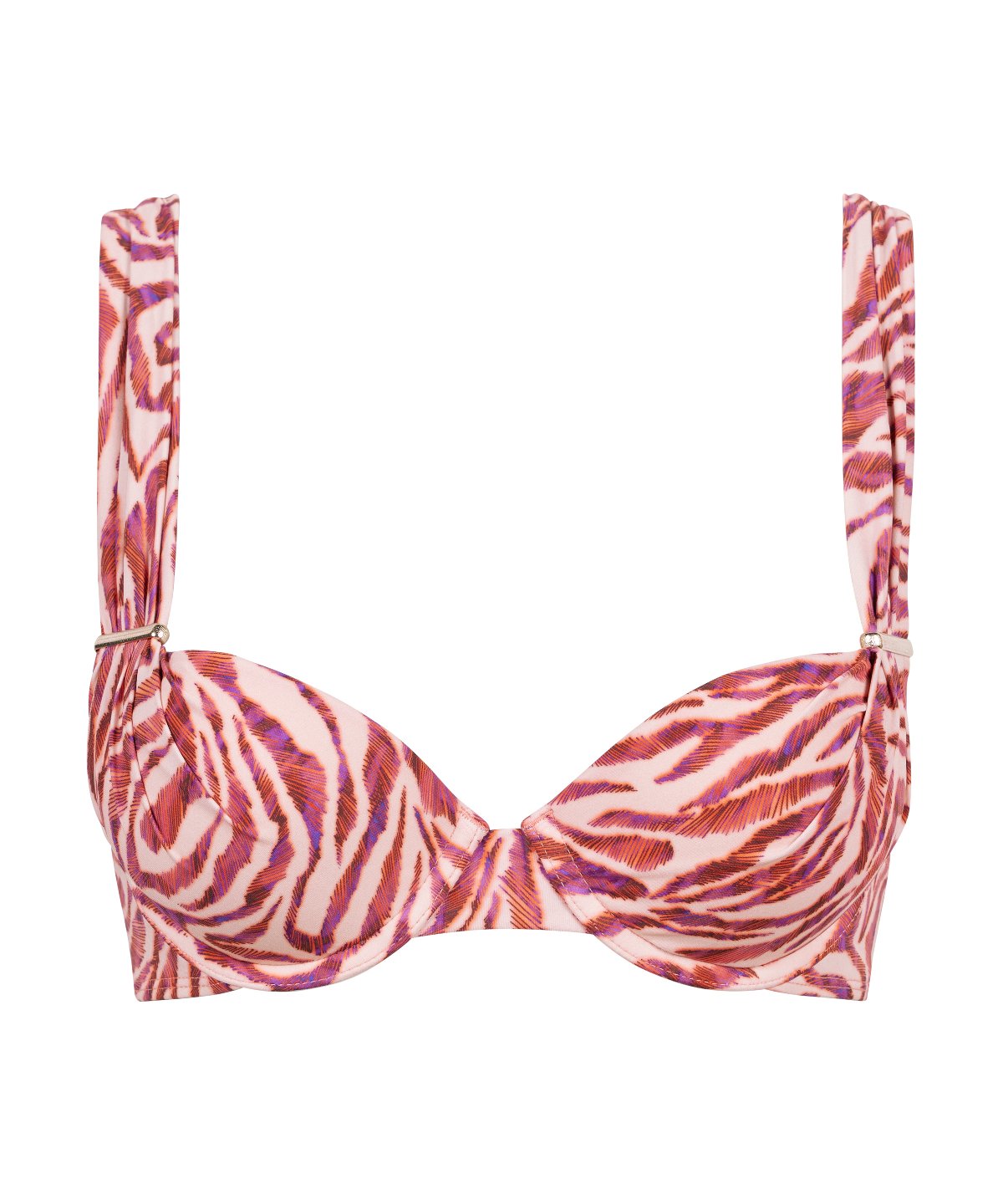 Haut de maillot de bain push-up à coques Feline Energy Rose Tigre