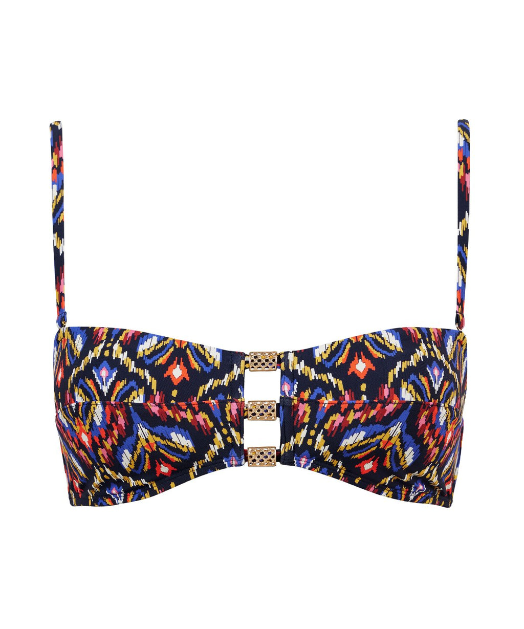 Sunkissed Allure Bandeau Bikini Top with Removable Cups Ikat