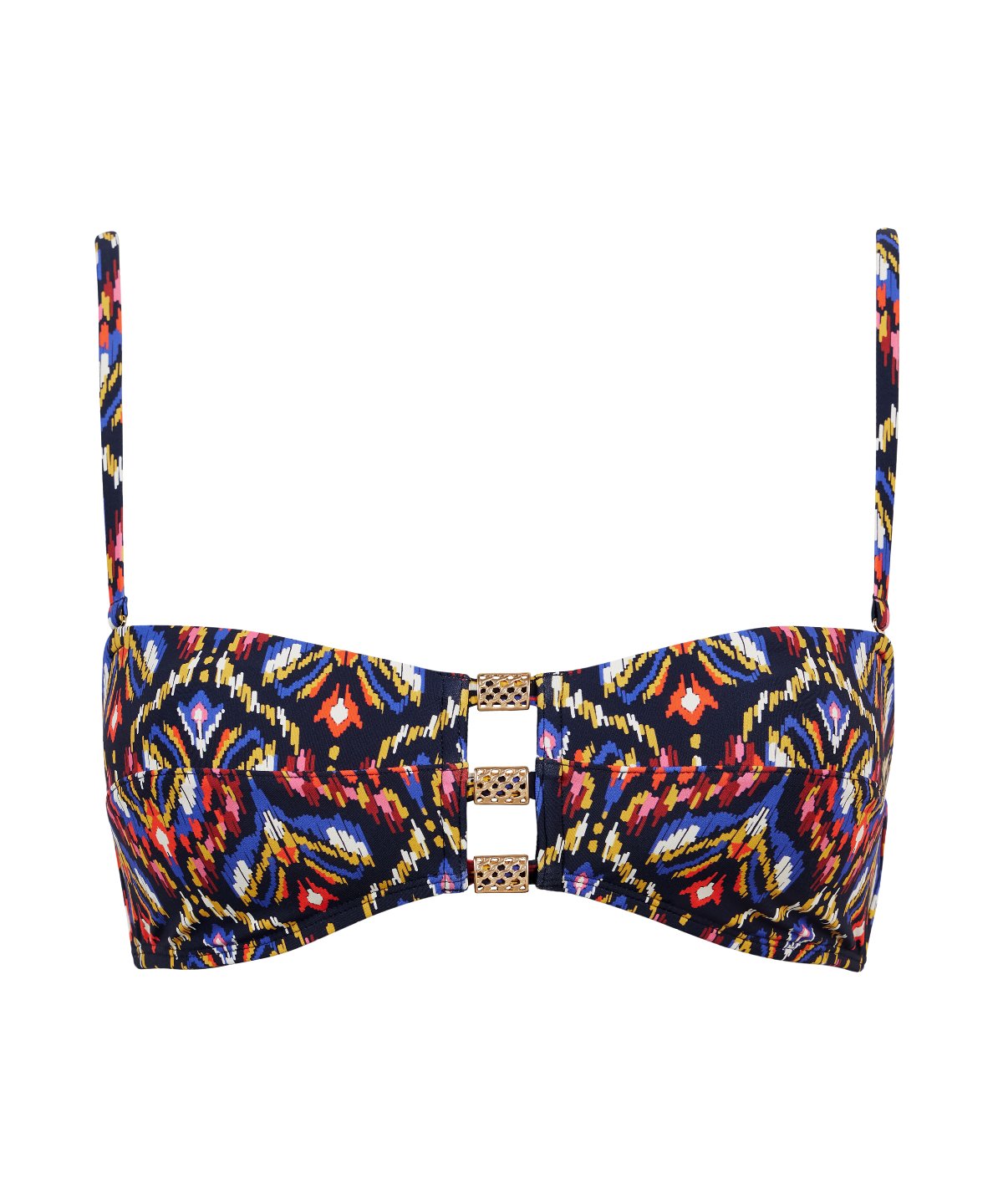 Sunkissed Allure Bandeau Bikini Top with Removable Cups Ikat