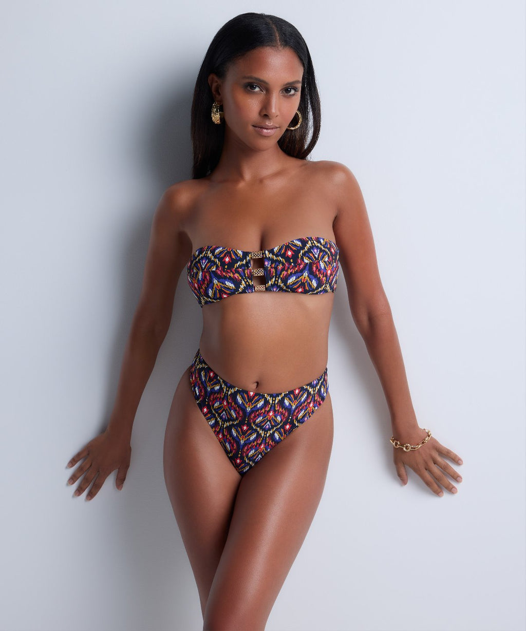 Sunkissed Allure Bandeau Bikini Top with Removable Cups Ikat