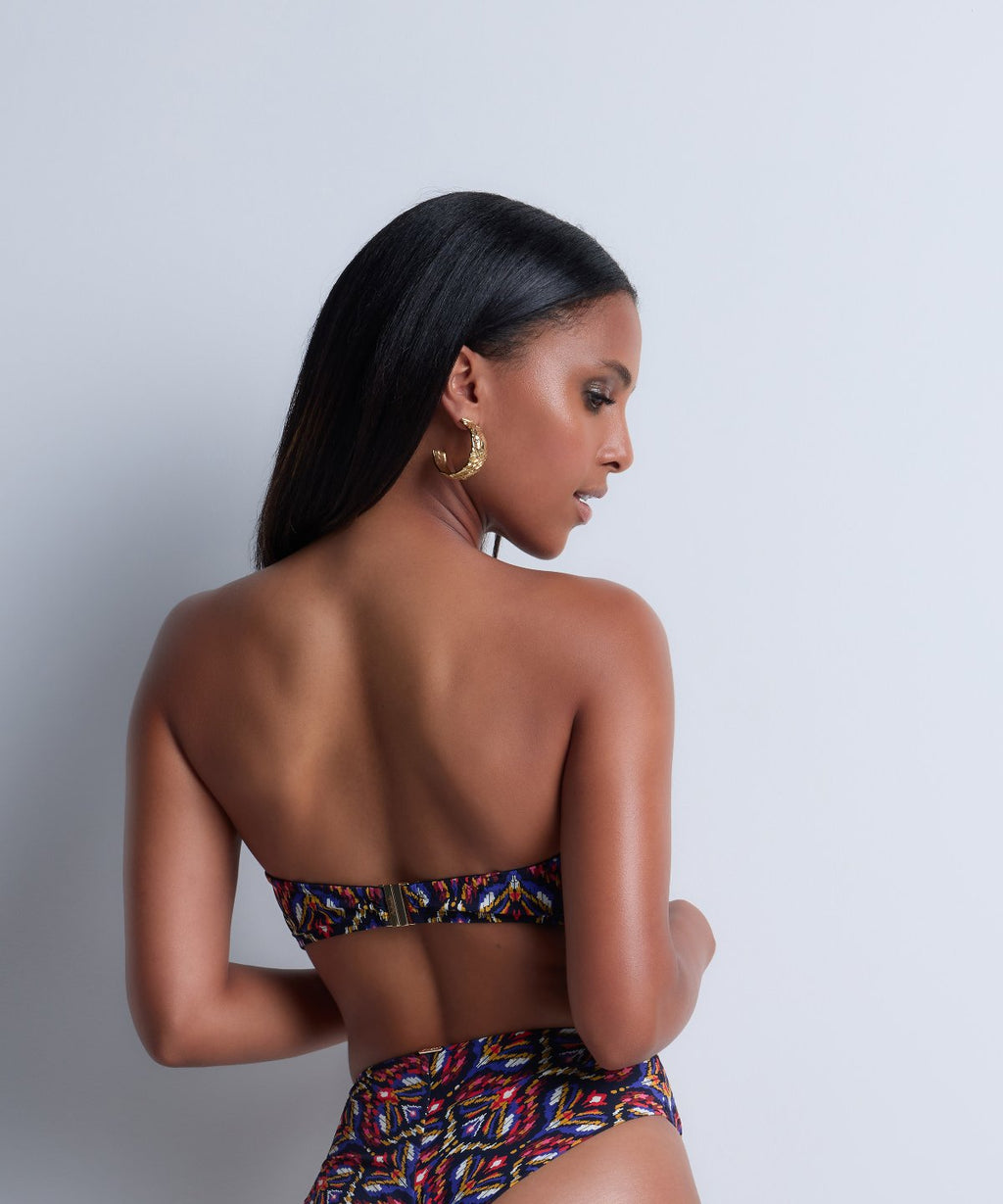 Sunkissed Allure Bandeau Bikini Top with Removable Cups Ikat