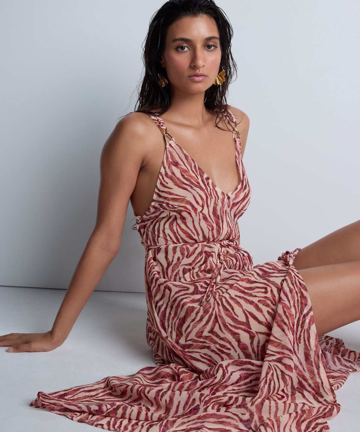 Robe de plage Tigre Rose