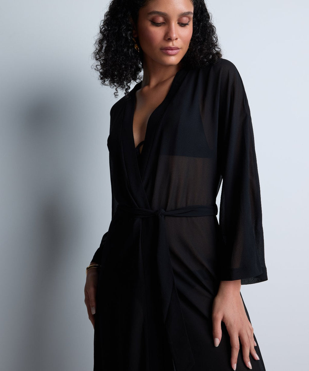 Kimono de plage noir