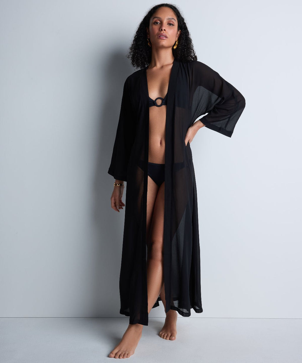 Kimono de plage noir