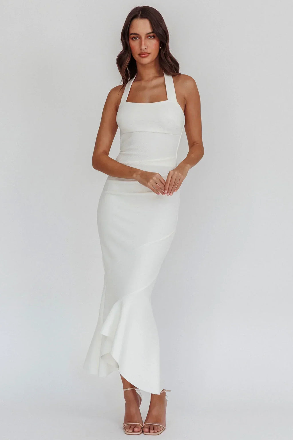 Robe midi dos nu "Fire Of Stars" blanche