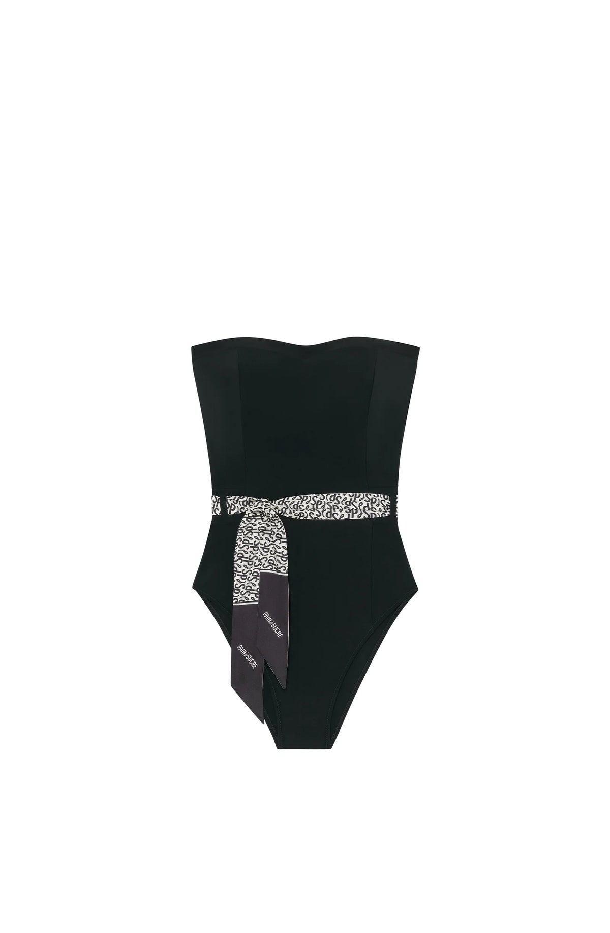 maloa Black bandeau swimsuit with removable scarf