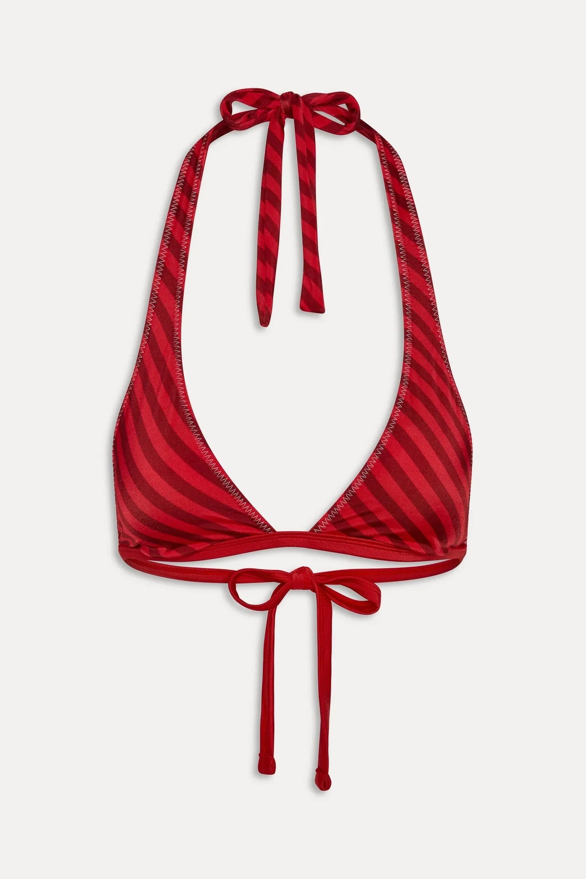 x JENNIE Frank Haut de bikini en satin - Rayures de printemps