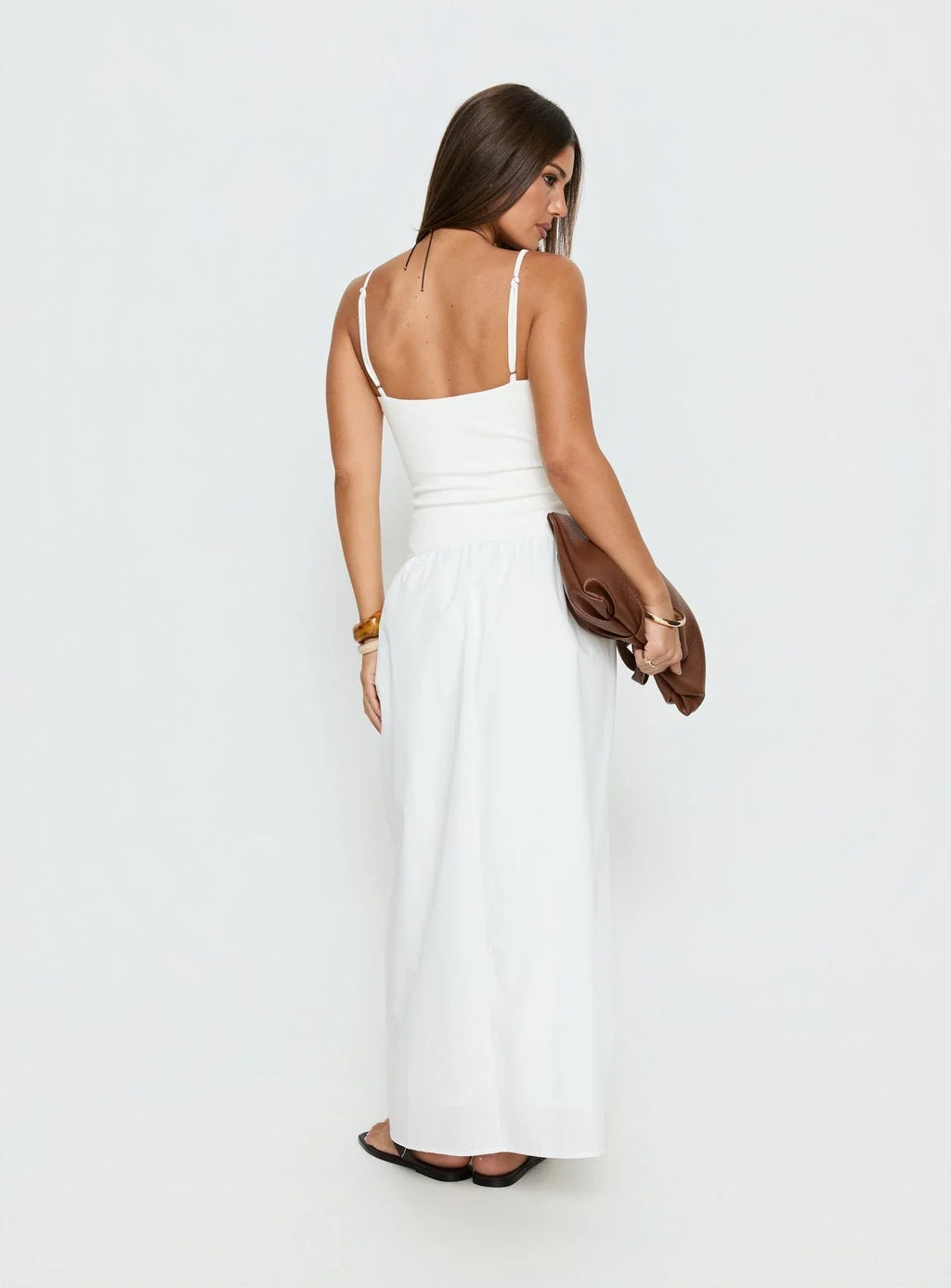 Robe longue en maille taille basse Erroll blanc