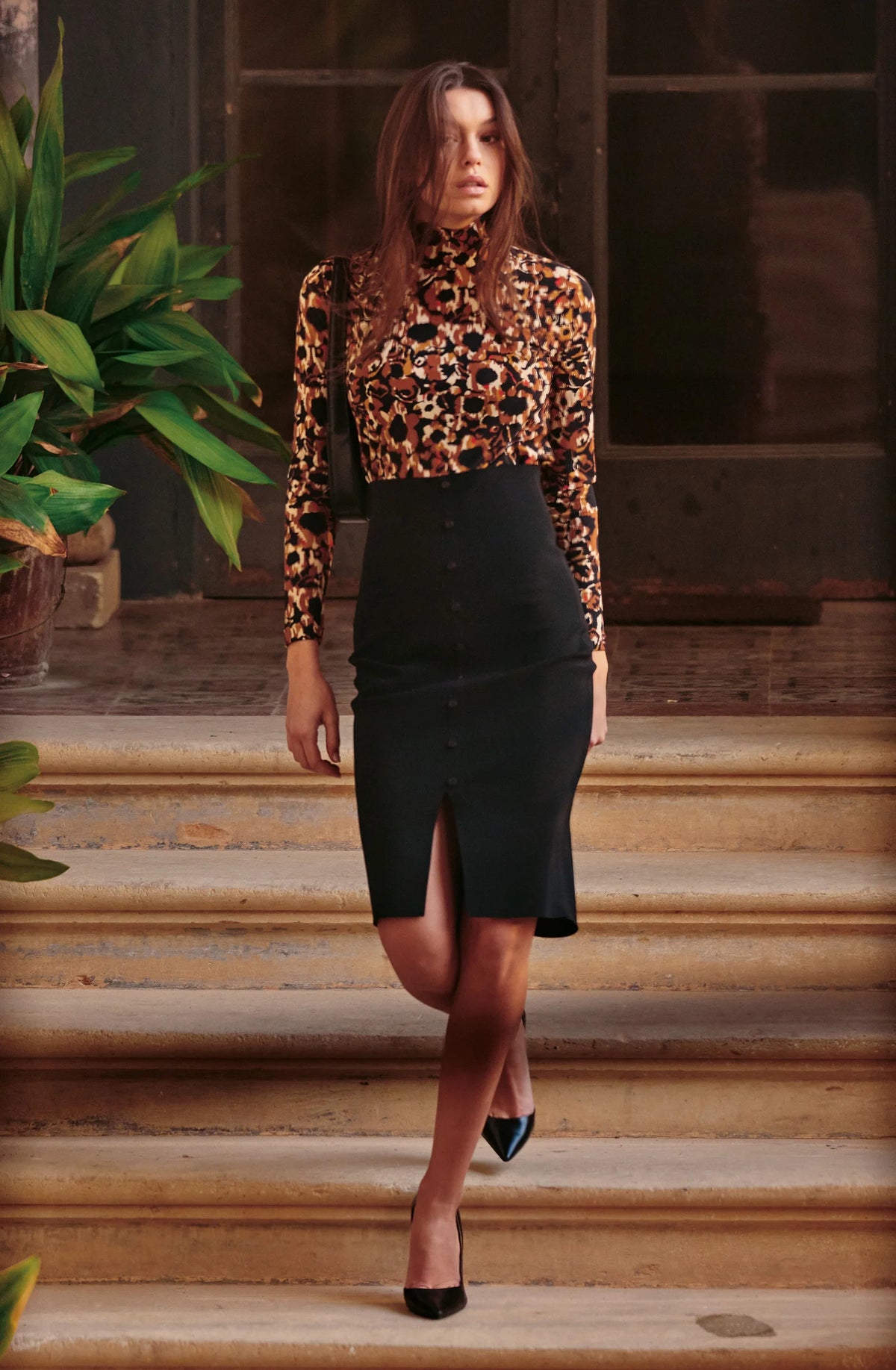 mylena Lichen green high-waisted skirt
