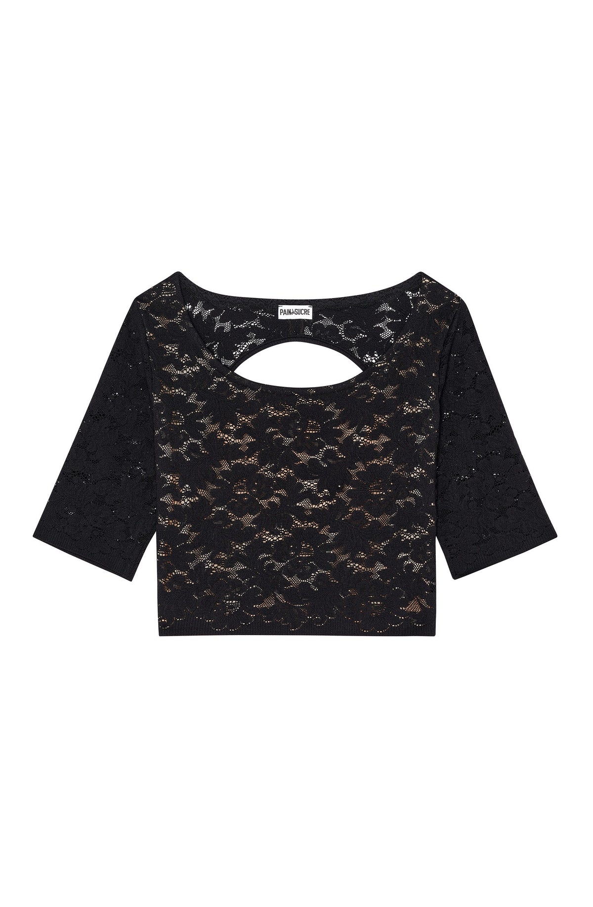 kalliope Black lace halter neck crop top