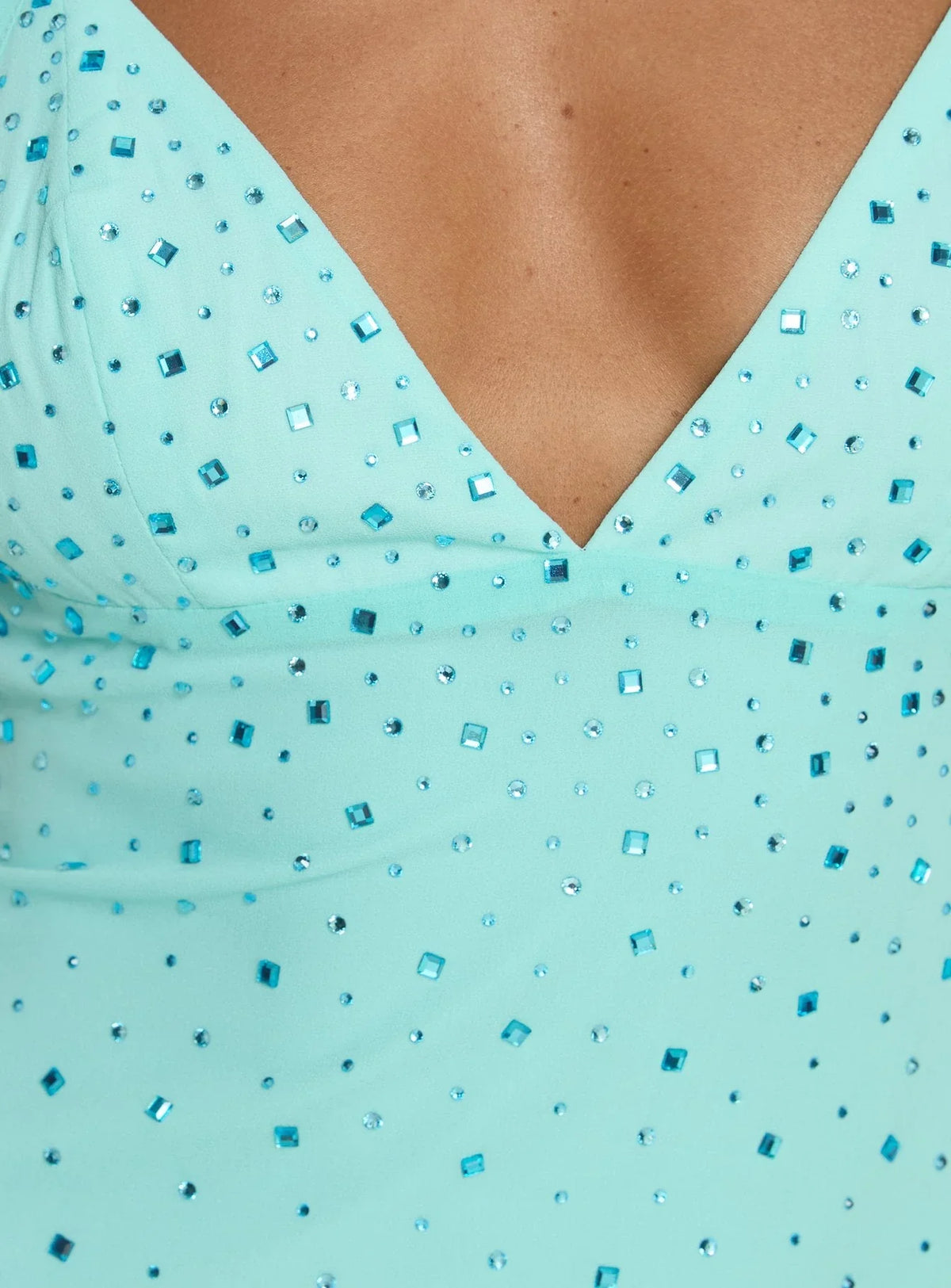 Robe Courte Margherita Diamante à Bretelles Croisées au Dos Bleue
