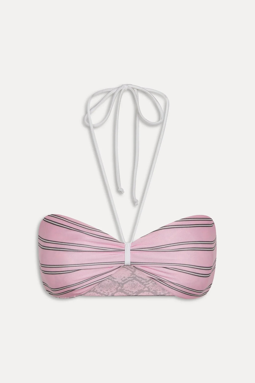 Haut de bikini réversible en satin Rumi - Rayures roses