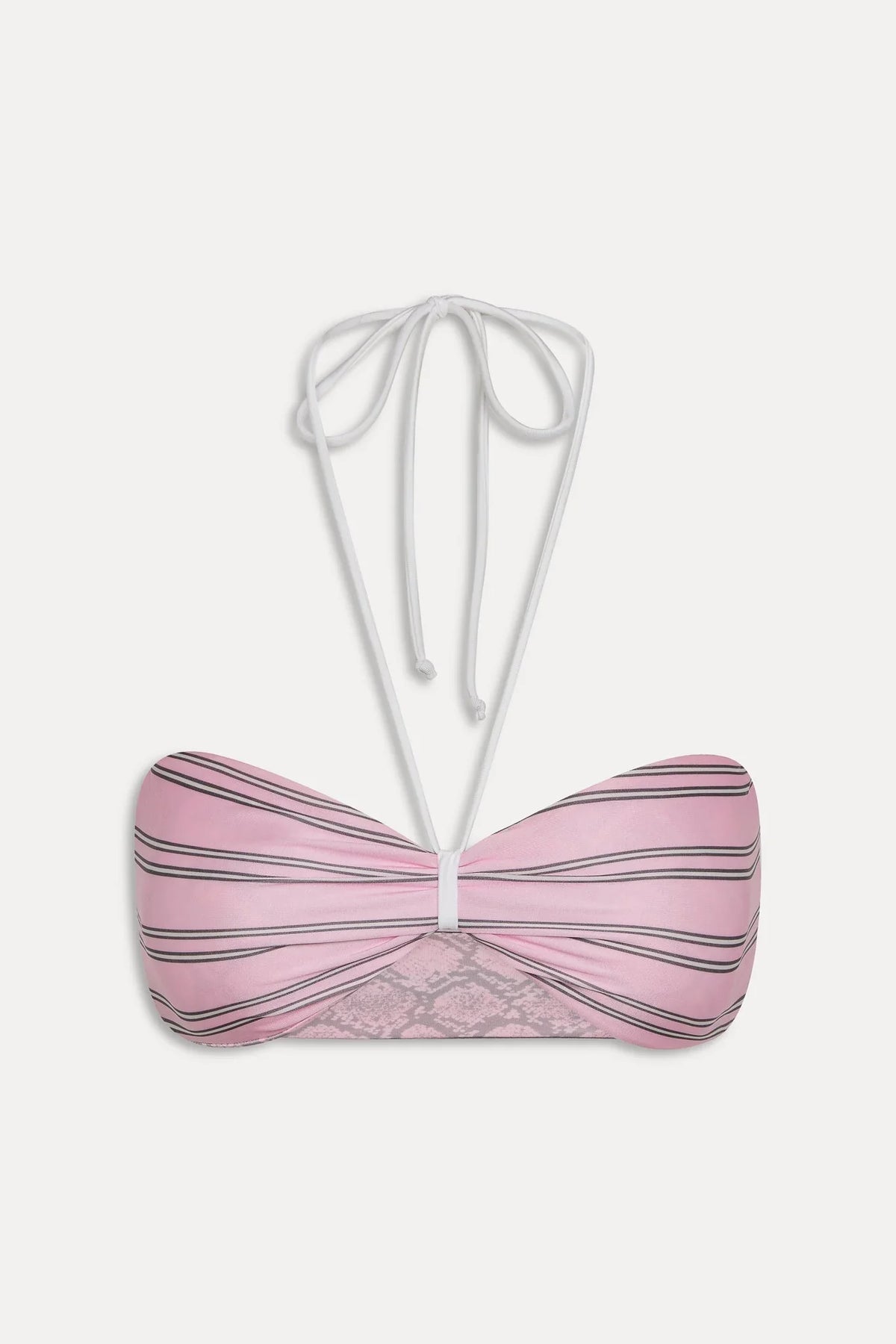 Haut de bikini réversible en satin Rumi - Rayures roses