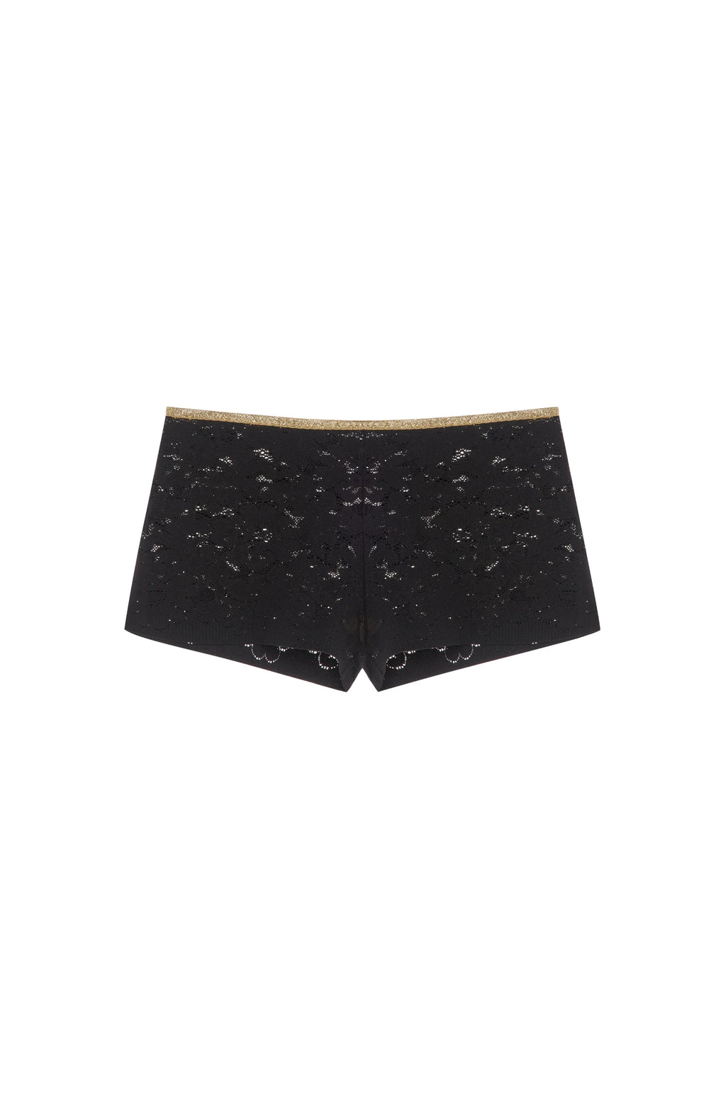 dylan High-waisted bronze lace and Lurex boyshorts