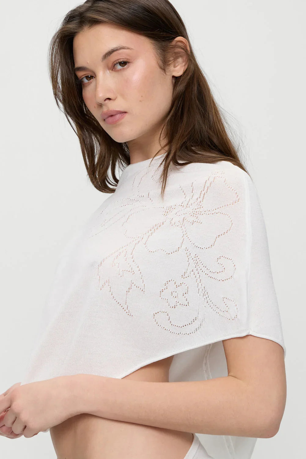 Poncho en maille Scout - Hibiscus blanc