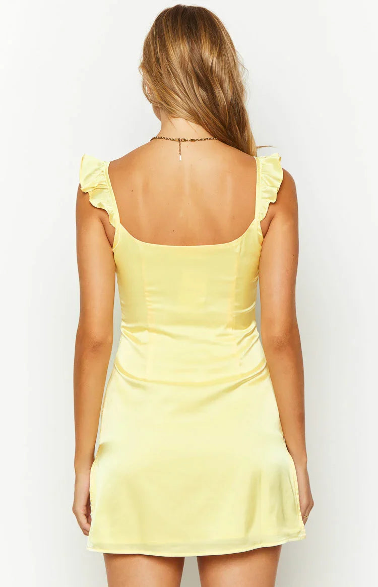 Mini-robe en satin jaune Marigold Muse