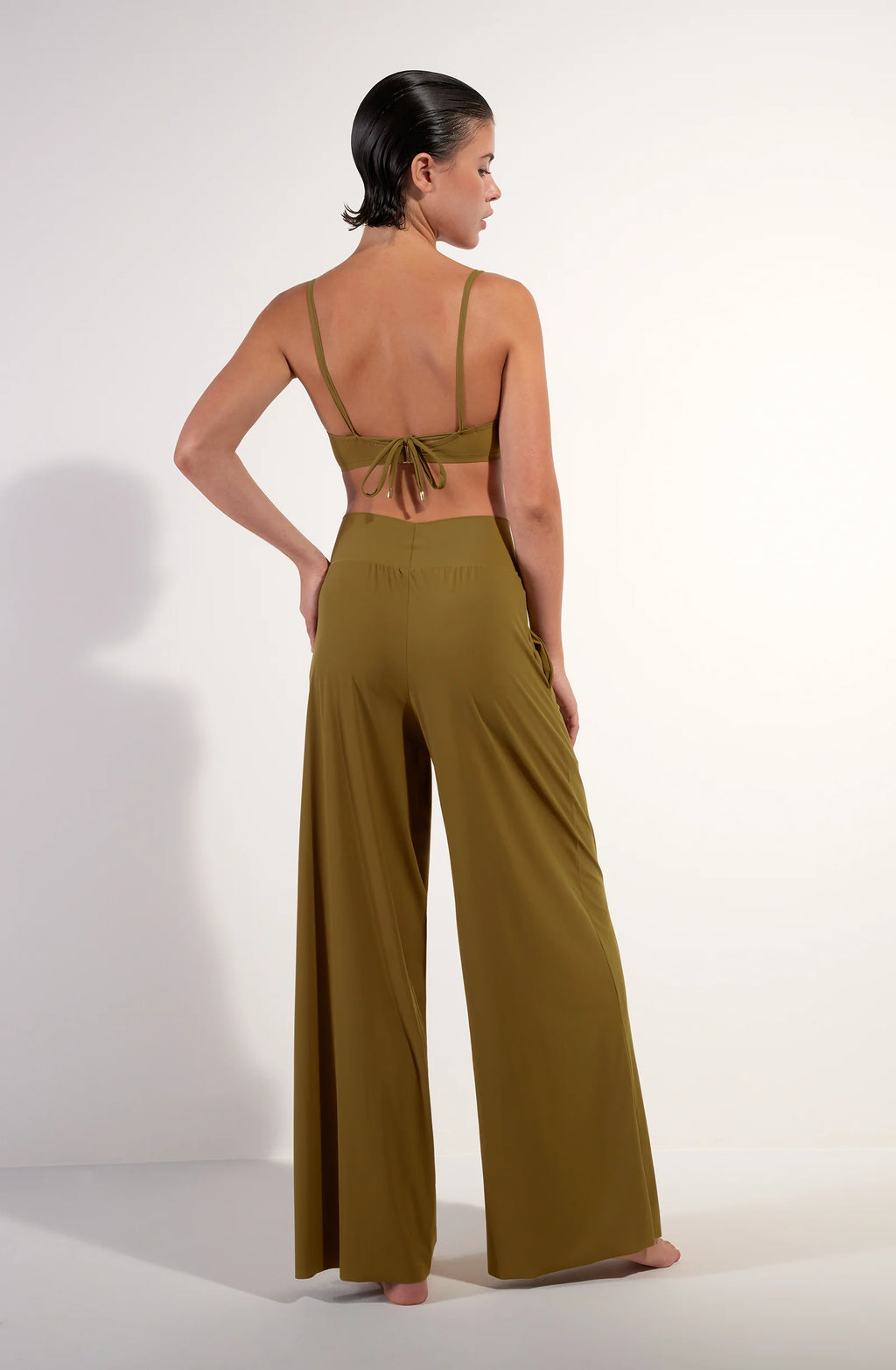 pitta Black wide-leg printed pants in tulle