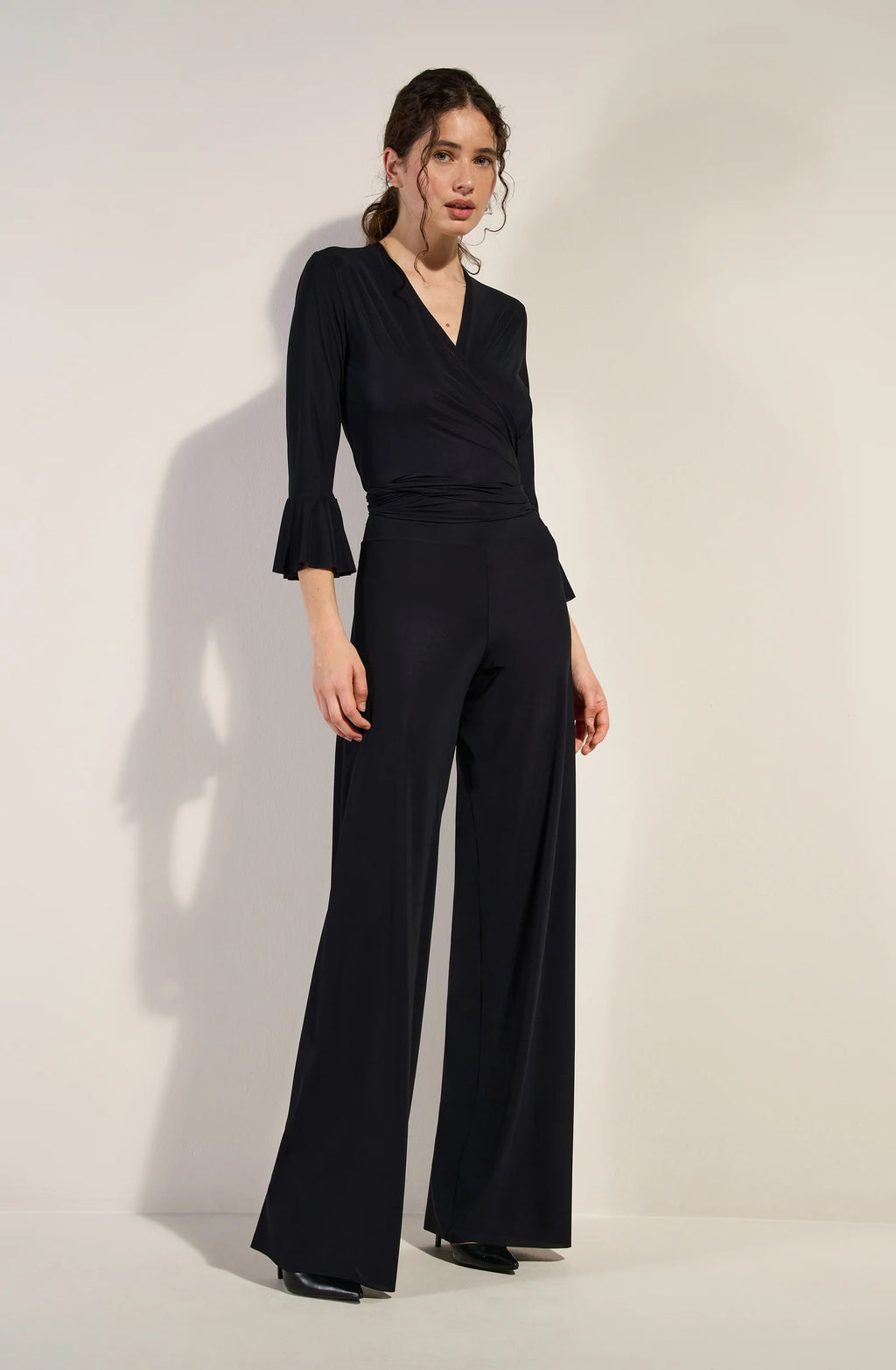 lizz Black long-sleeve wrap top
