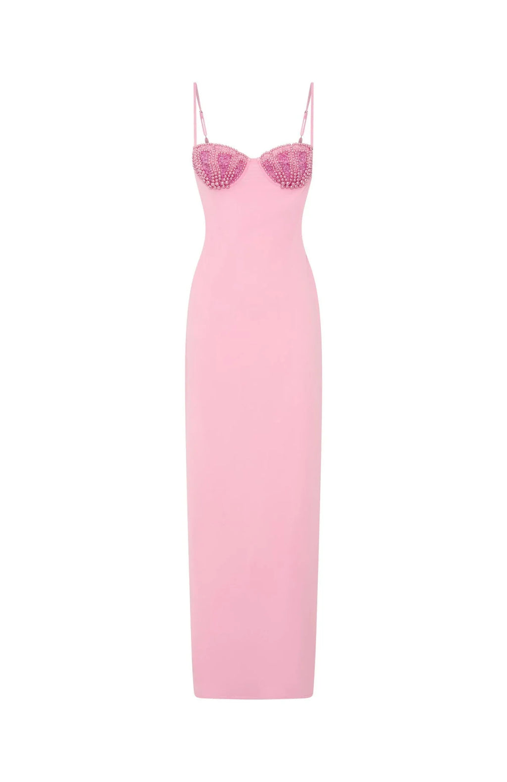 Robe longue perlée Motel Mermaid rose bonbon