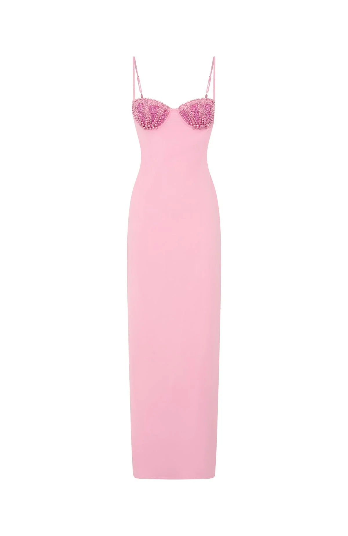 Robe longue perlée Motel Mermaid rose bonbon