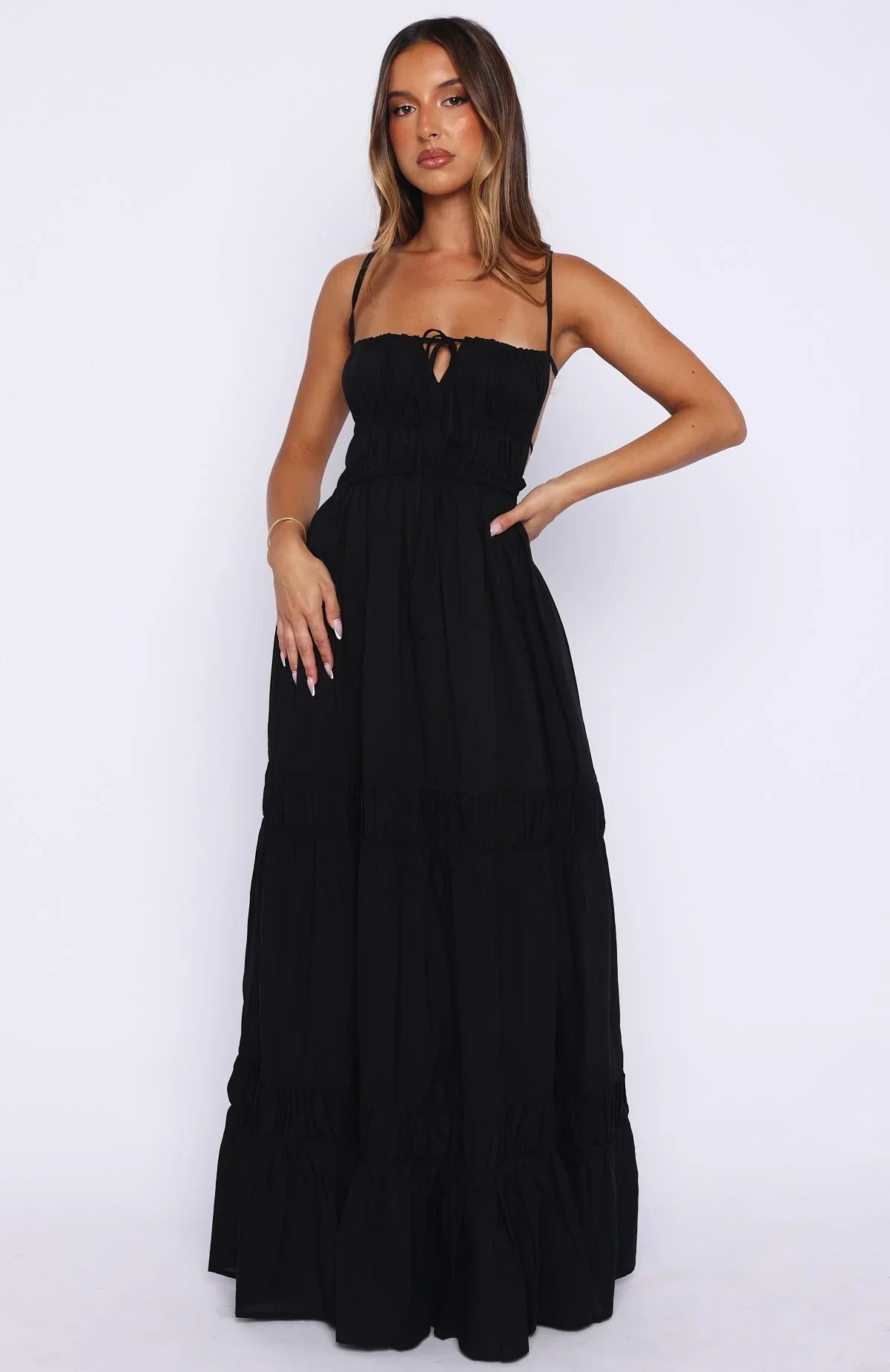 Robe longue « Rumour Has It » noire