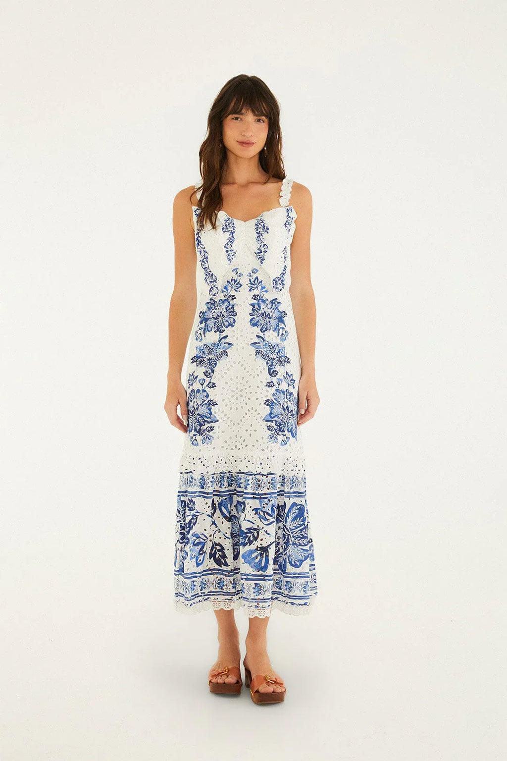 Off-White Beautiful Nature Eyelet Midi Dress