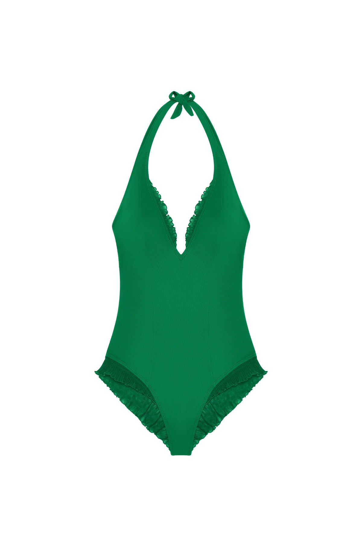 caylane Jade scooped-out one-piece swimsuit with ruffles