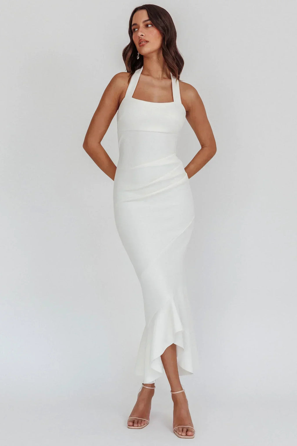 Robe midi dos nu "Fire Of Stars" blanche