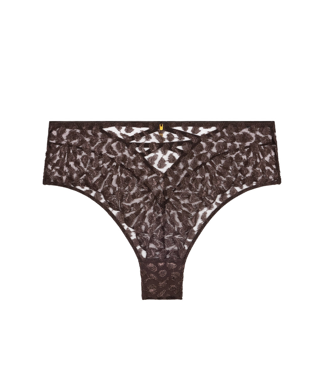 Culotte taille haute "Crazy in Love" en satin marron