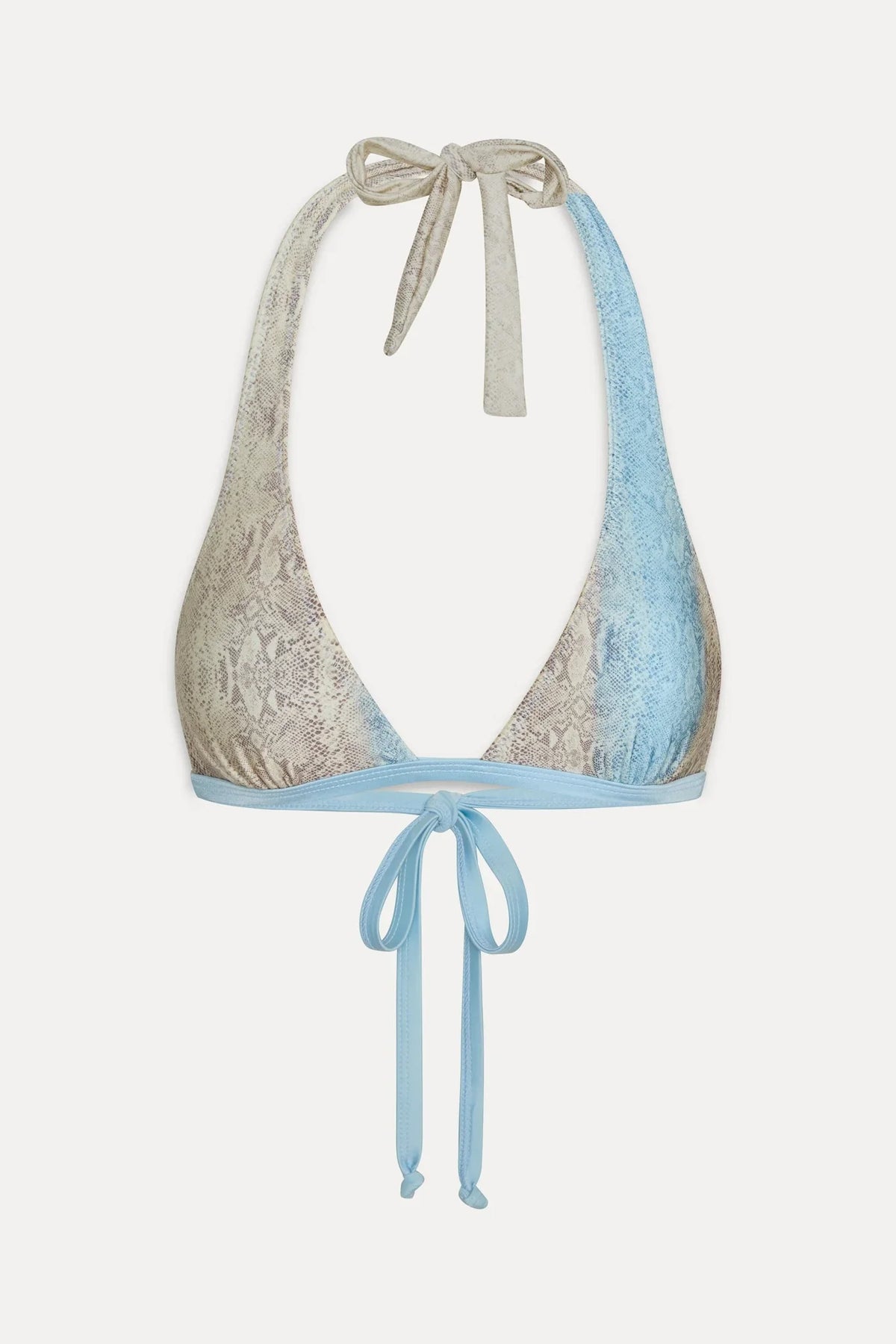 Haut de bikini dos nu en satin Frank - Serpent bleu
