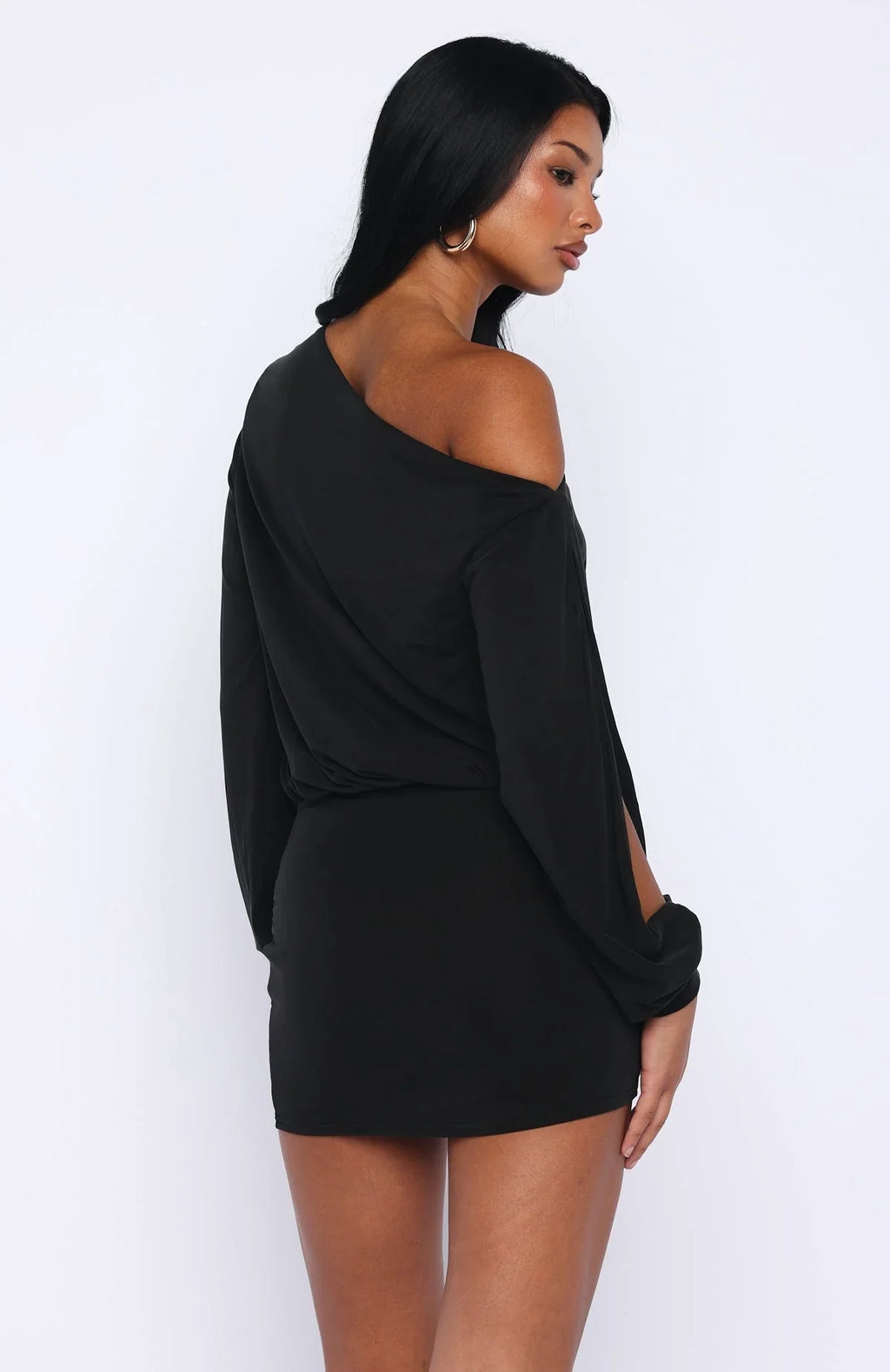 Robe mini noire à manches longues The Duchess