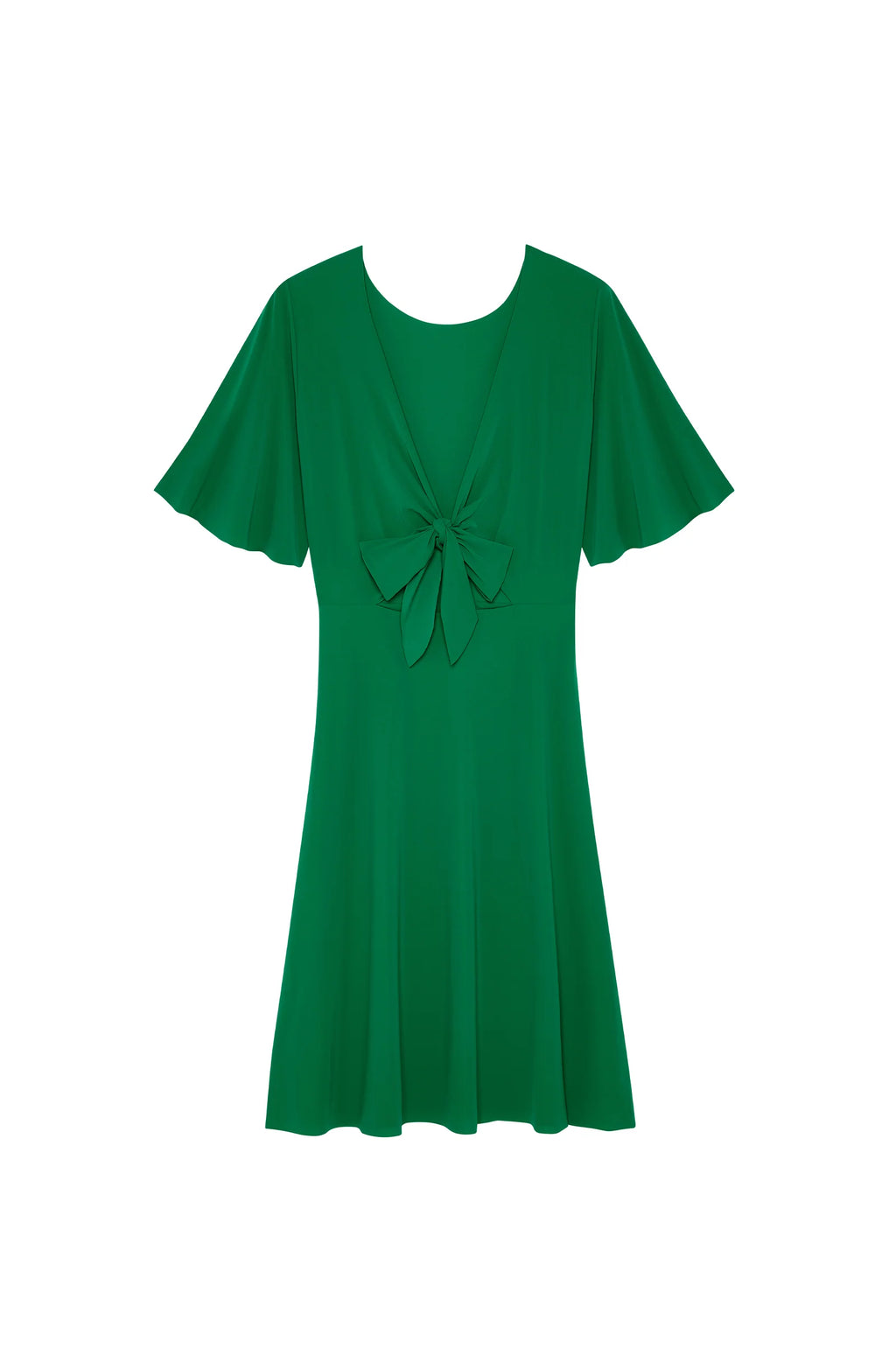 natt Black short dress in stretch voile with butterfly sleeves