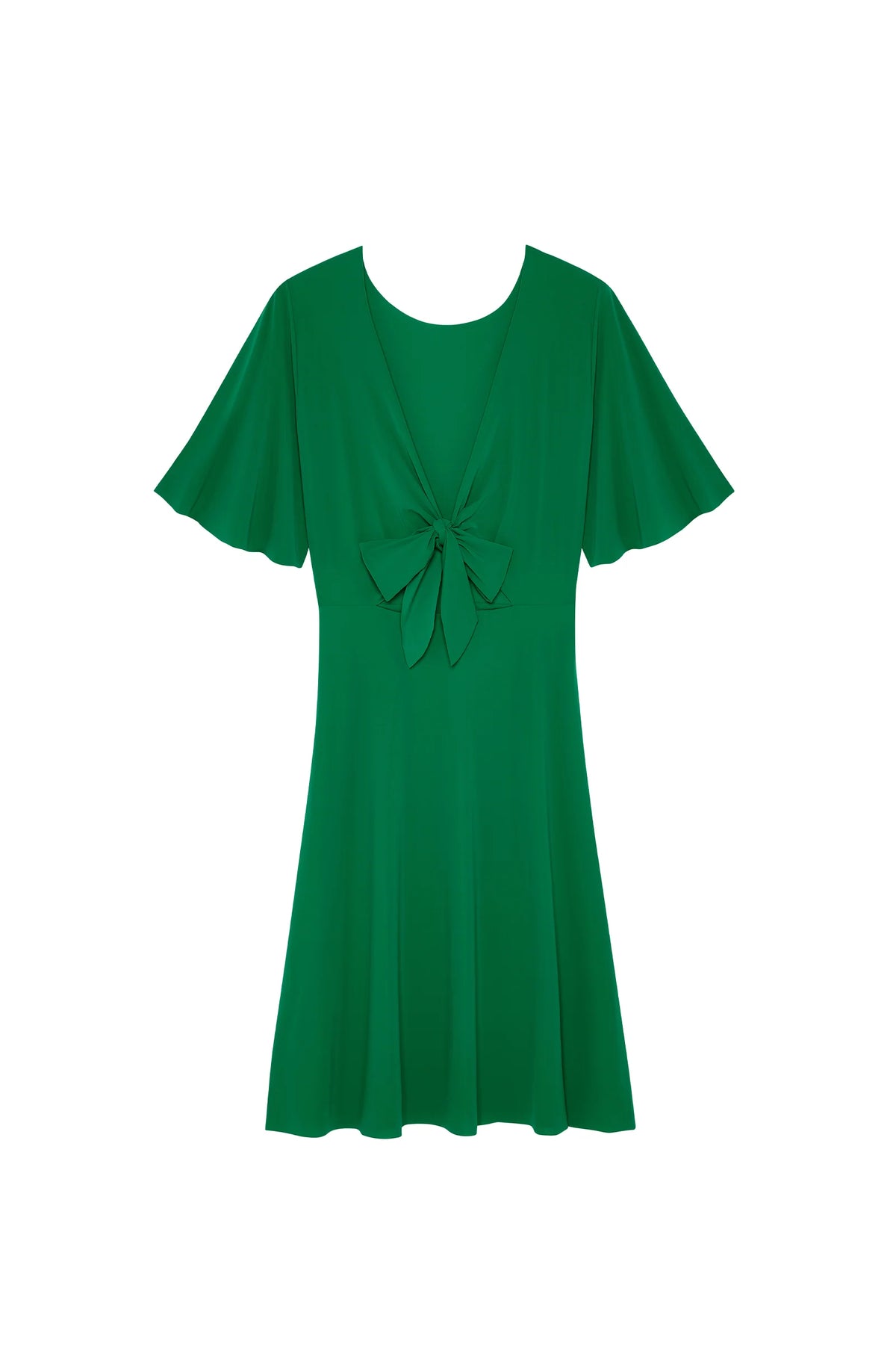 natt Black short dress in stretch voile with butterfly sleeves