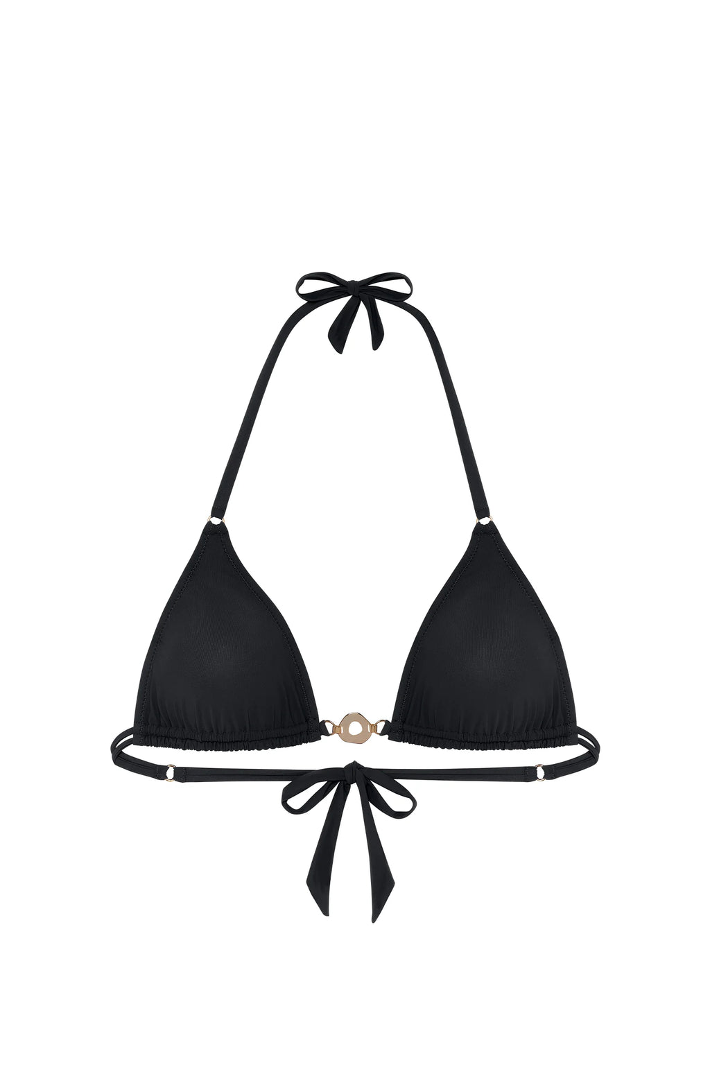 Haut de bikini triangle noir ivoa avec bijou doré
